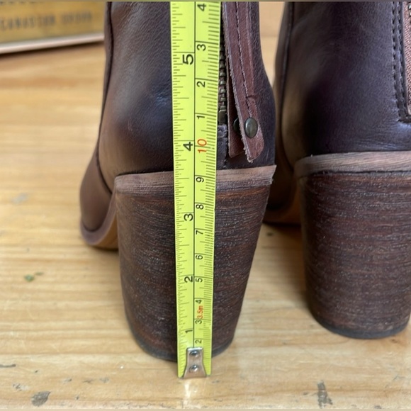 Franco Sarto Brown Leather Western Chunky Heel Ankle Boots - Picture 12 of 14